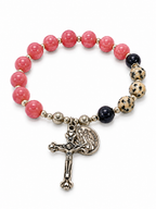 Pink Dalmatian Rosary Bracelet