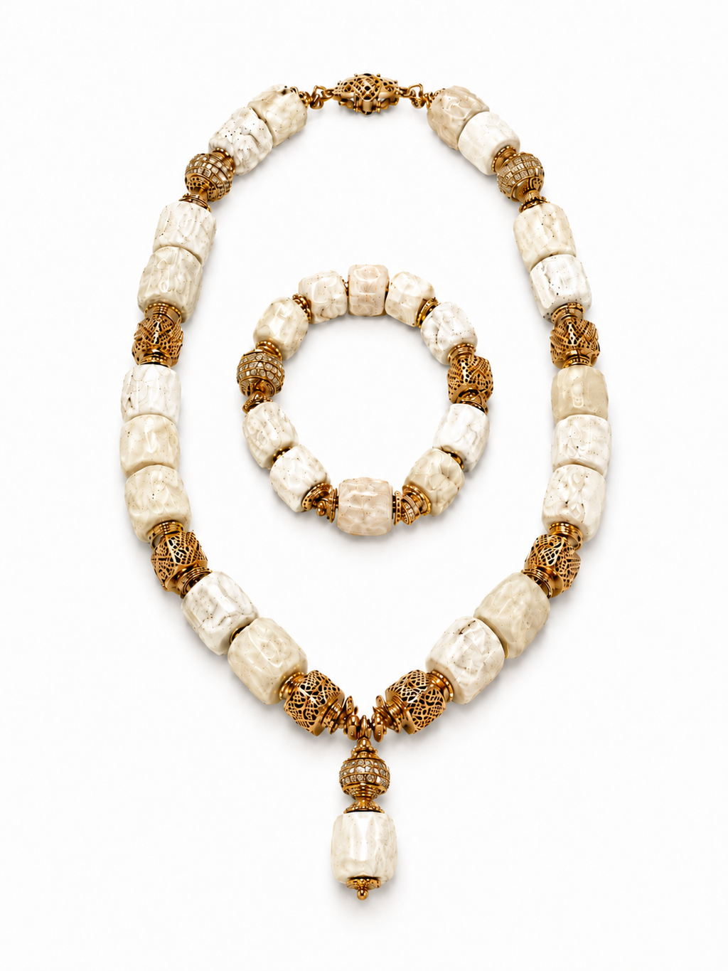 White Coral Choker Necklace Set