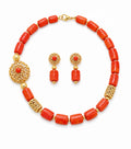 Coral Floral Necklace Set