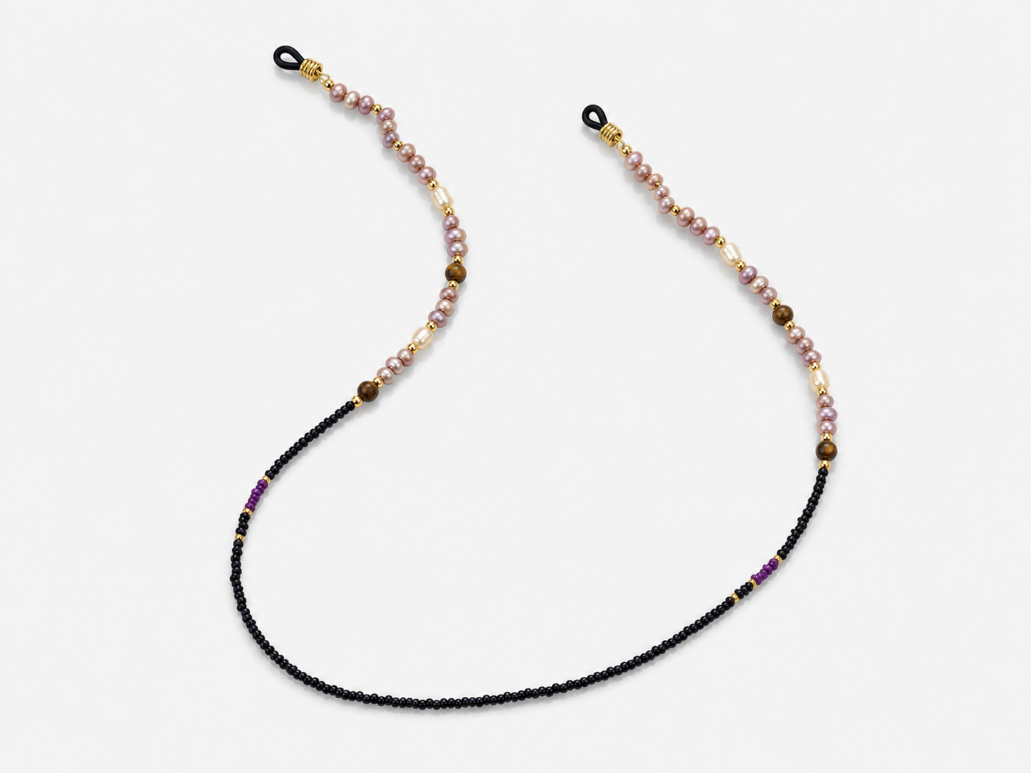Purple Pearl Black Bead Eyewear Chain