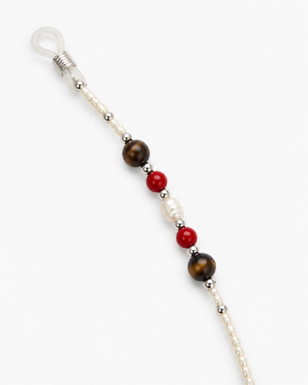 Red, White, Brown Pearl Eyeglass Chain
