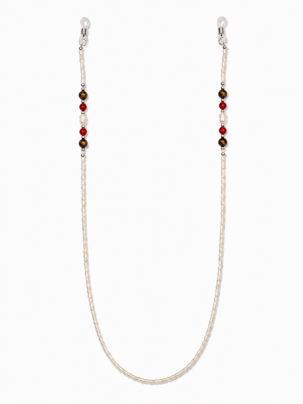 Red, White, Brown Pearl Eyeglass Chain