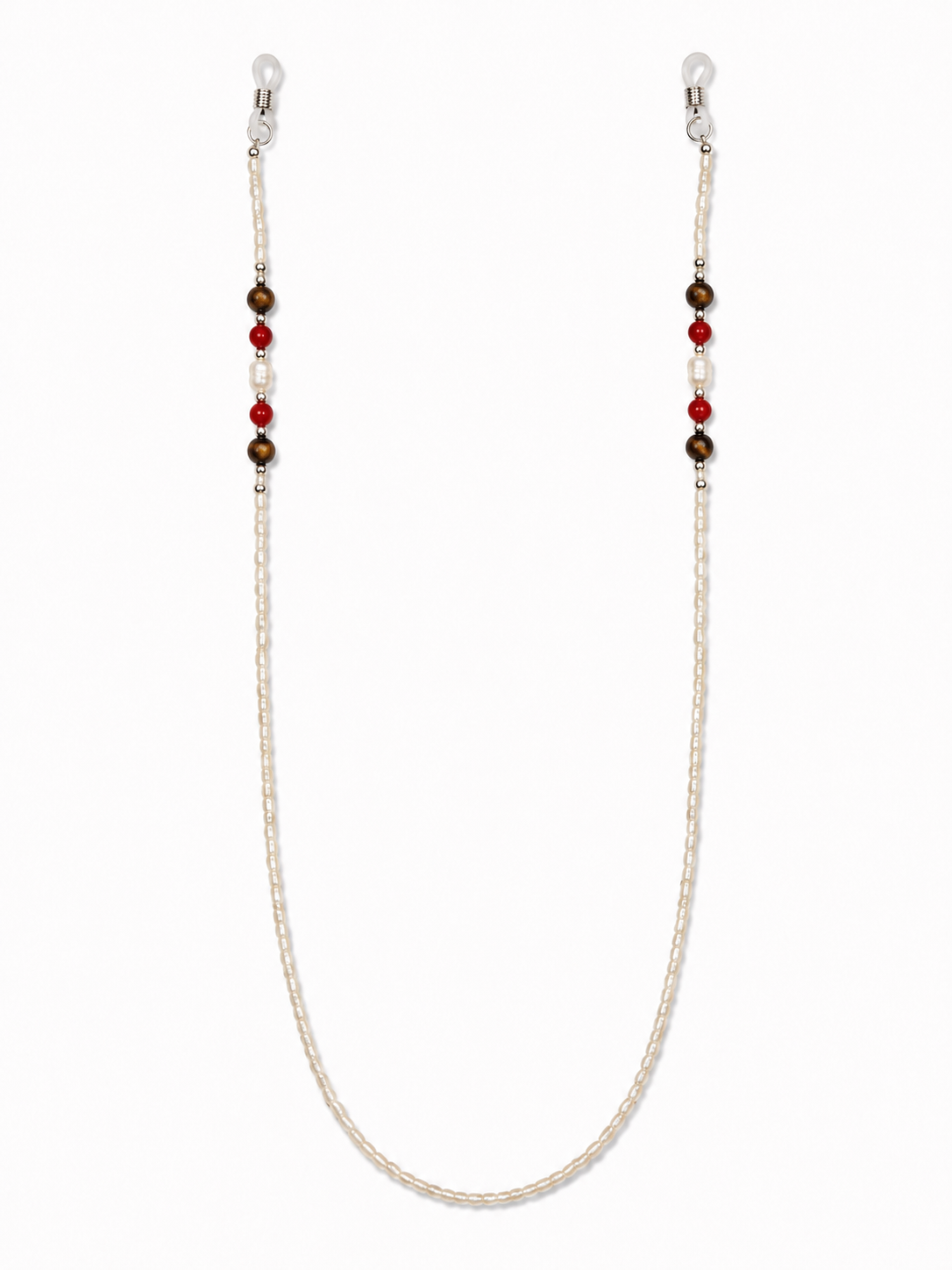 Red, White, Brown Pearl Eyeglass Chain