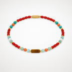 Coral Tiger-Eye Anklet