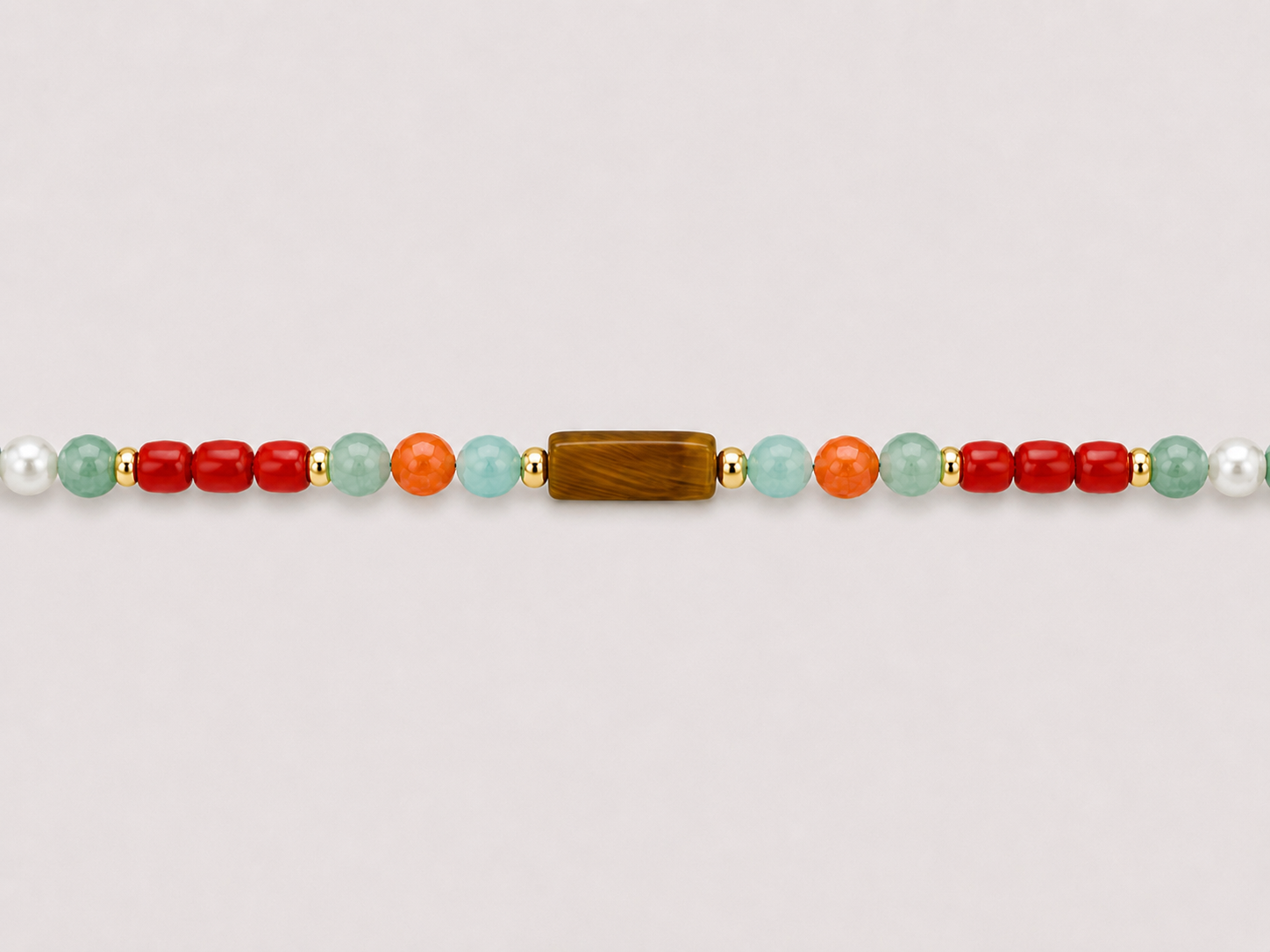 Coral Tiger-Eye Anklet