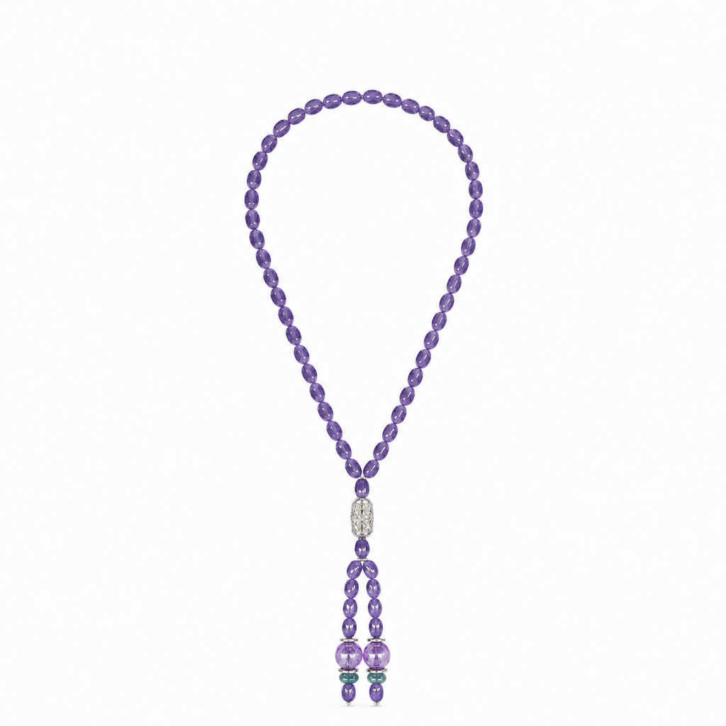 Violet Glass Bead Necklace