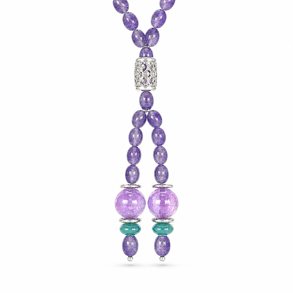 Violet Glass Bead Necklace